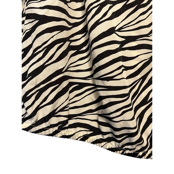 Michael Michael Kors Women Size L Zebra Print Ruffle Blouse Y2K Preppy Designer - Picture 7 of 16